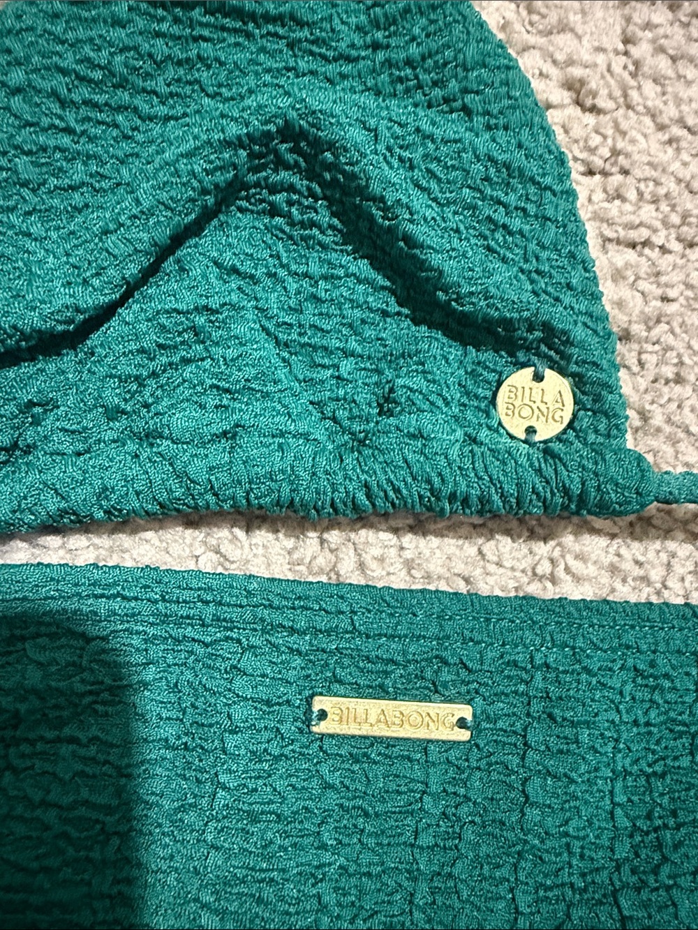 Billabong Teal Textured Triangle Bikini Set - Picture 2 of 2